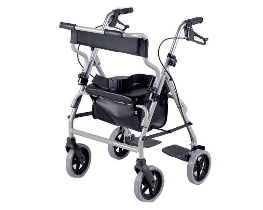 2-in-1 rollator & transit chair walking aid